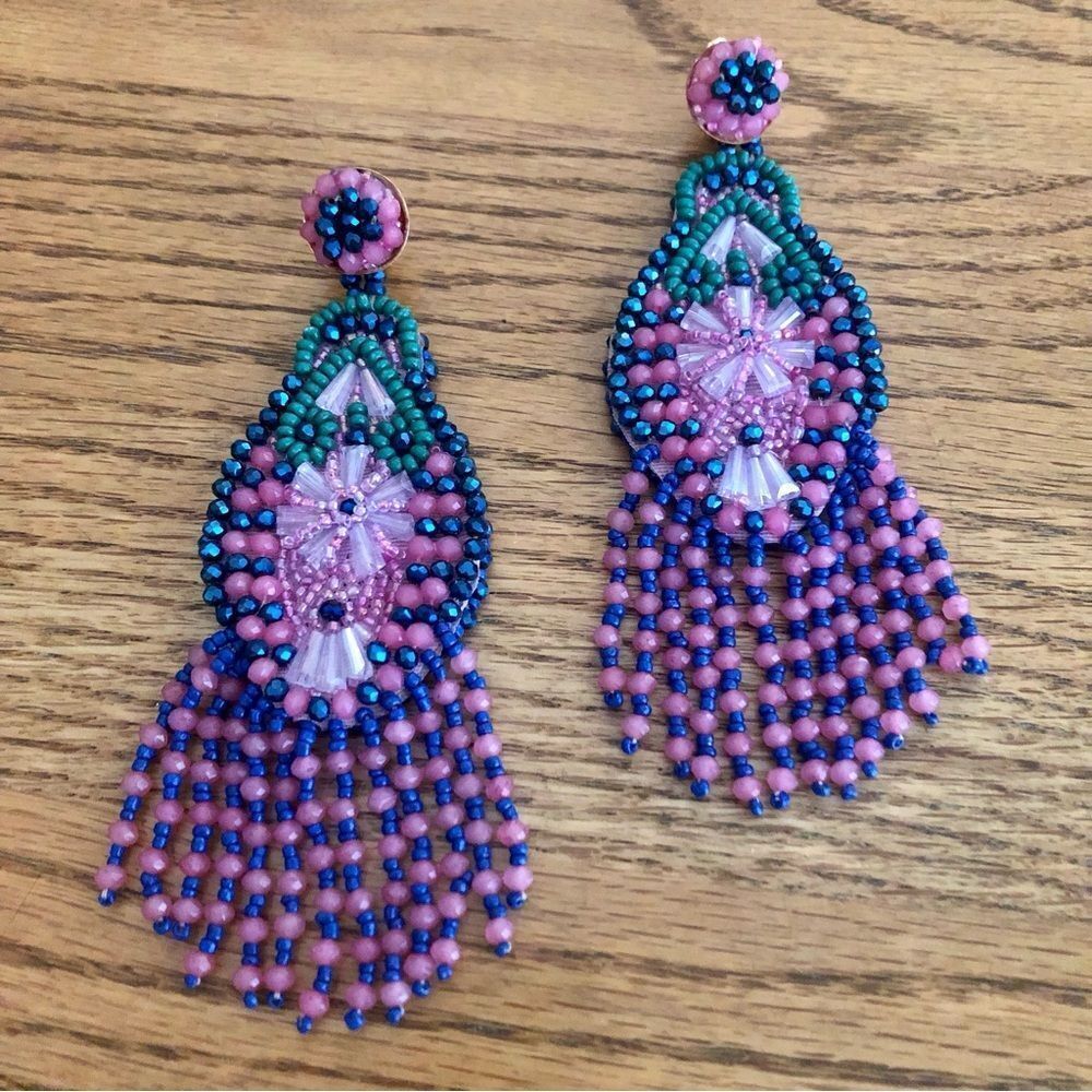 Zara | Multicolor Beaded Statement Earrings | 5” … - image 2
